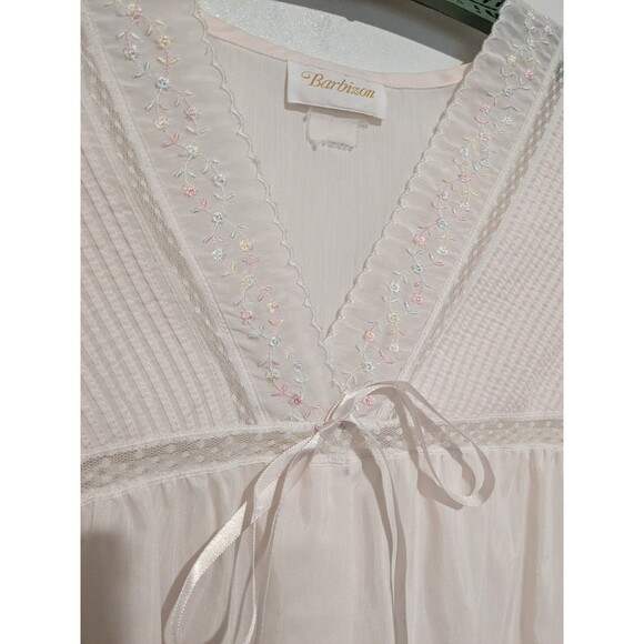 Vintage Barbizon Robe Pink Floral Lace Dressing Gown Granny Chic Cottagecore S/M - Picture 2 of 5